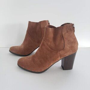 Womens Brash Booties Sz 12 Brown Suede 3.5" Heel Pre-owned Zip-Up